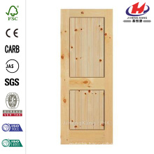 36 in. x 84 in. Knotty Pine Veneer 2 Panel Plank Solid Wood Interior Barn Door Slab